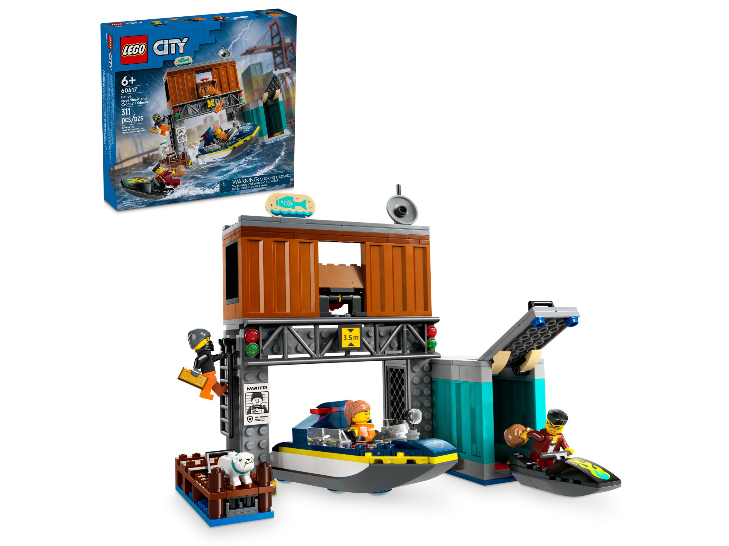 LEGO® 60417 City – Policyjna motorówka i kryjówka złodziejaszków